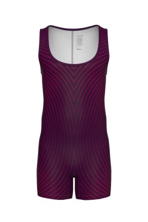 Front View - Pulse - Men's ballet dance unitard, Plum