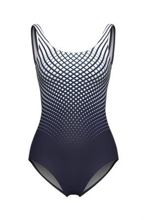 Front View - Cadence Women's Leotard, Scoop Neck, Navy