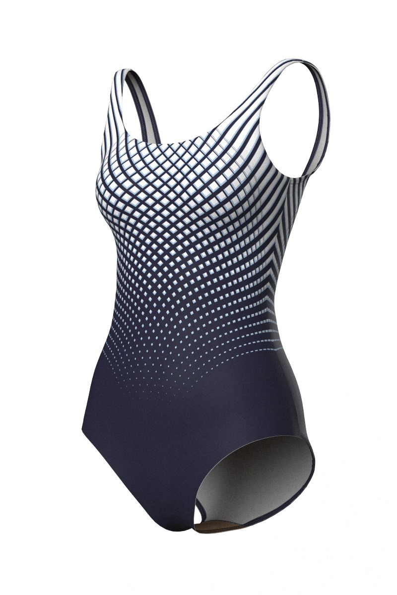 1/4 View - Cadence Women's Leotard, Scoop Neck, Navy