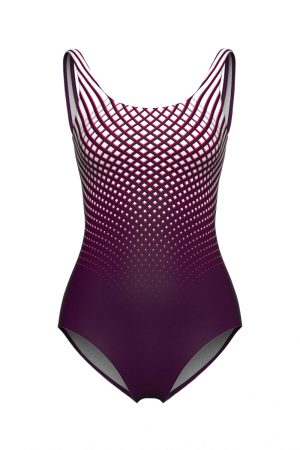 Front View - Cadence Women's Leotard, Scoop Neck, Plum