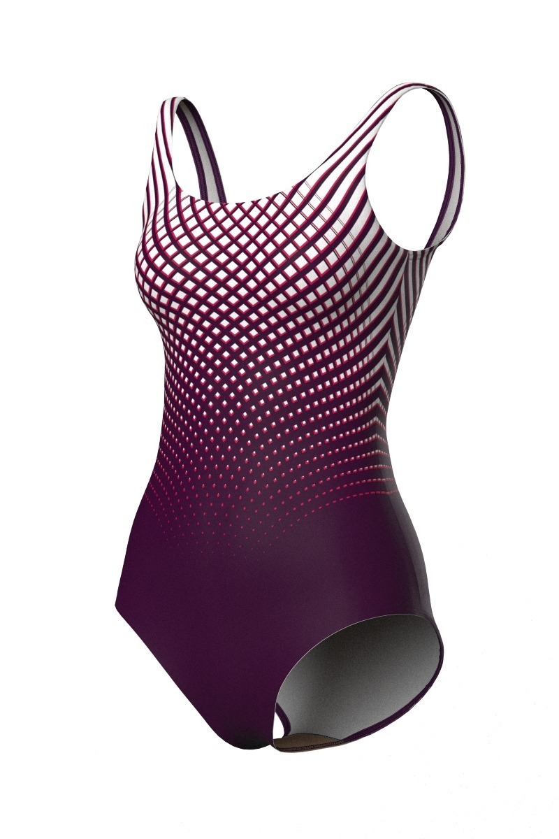 1/4 View - Cadence Women's Leotard, Scoop Neck, Plum