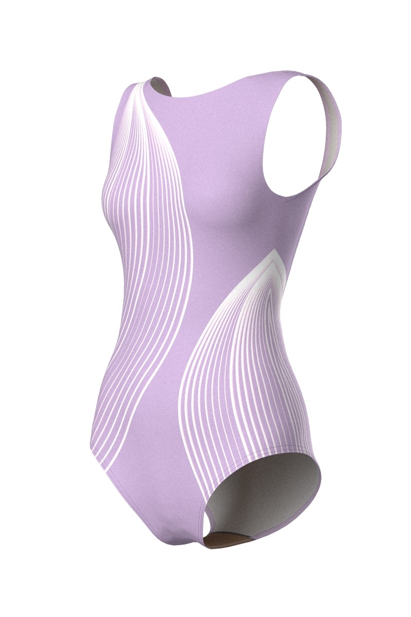 1/4 View - Women's, Lilac, Unity Boat Neck Leotard