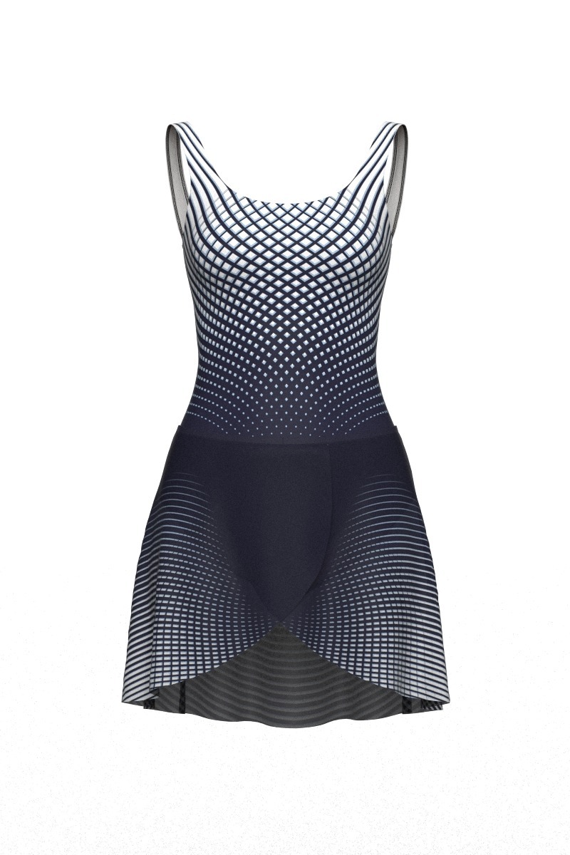 Front View - Cadence Women's Leotard & Skirt, Navy