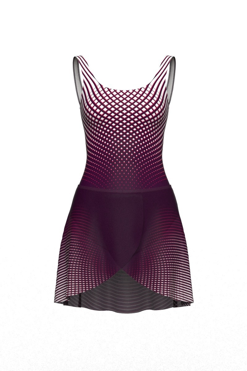 Front View - Cadence Women's Leotard & Skirt, Plum