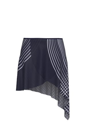 Front View - Unity - asymmetrical wrap skirt, Navy