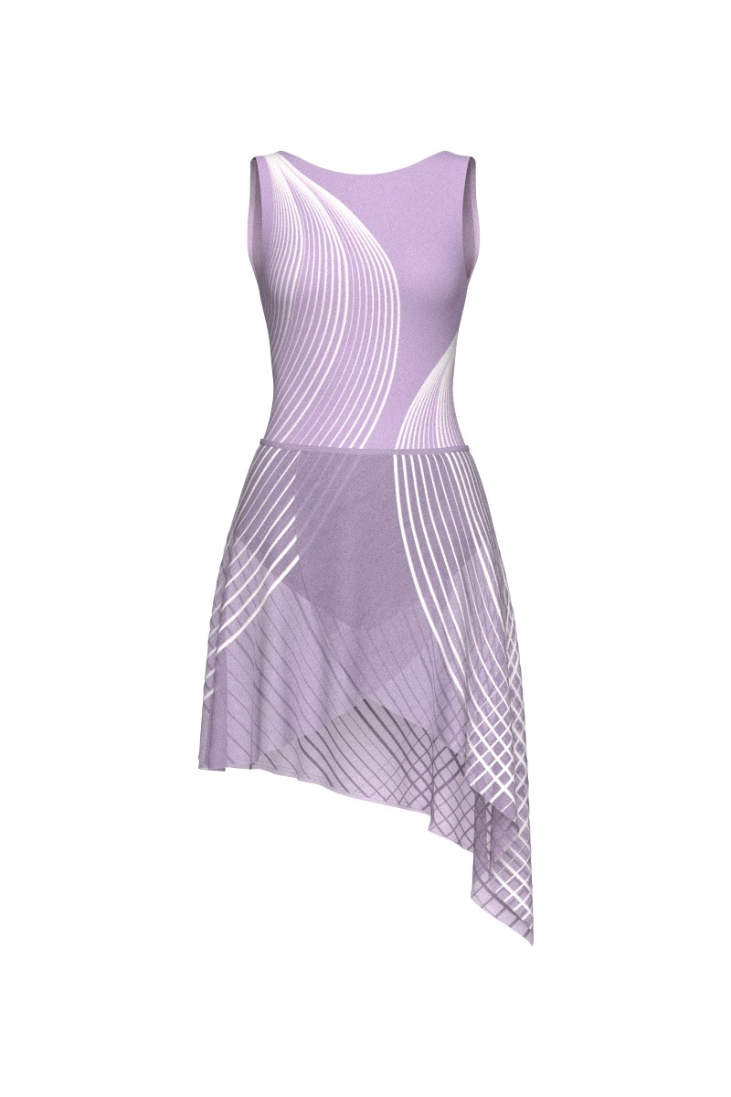 Front View - Unity Women's Leotard & Asymmetrical Skirt, Lilac