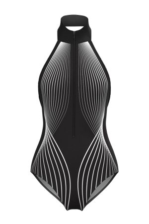 Front View - Flux - Women's Halter Leotard, Black