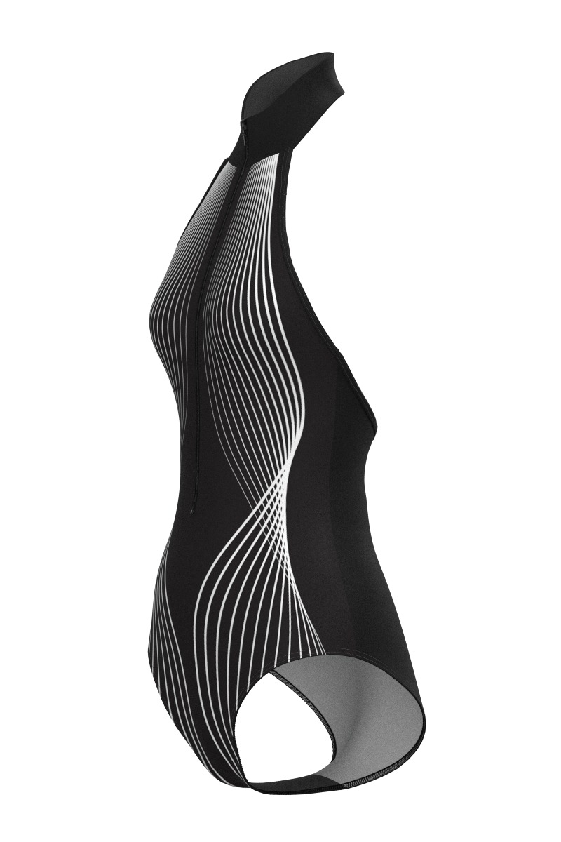 1/4 View - Flux - Women's Halter Leotard, Black